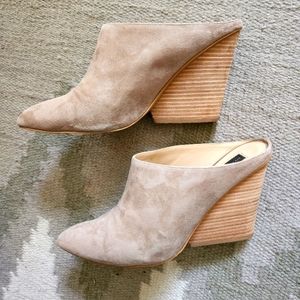 Suede Wedge Mules